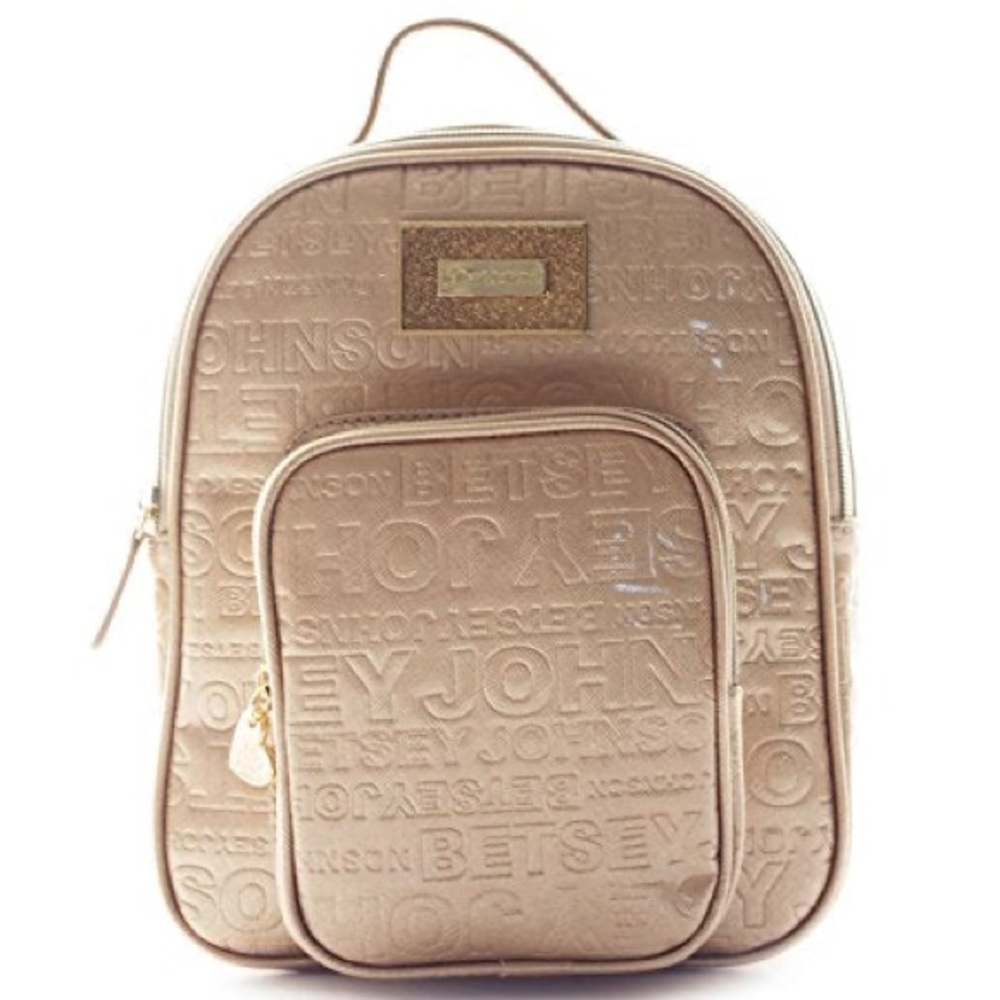 Betsey Johnson Rose Gold Embossed Mini Backpack